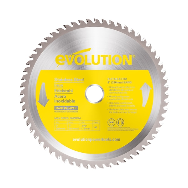9" Stainless Steel Cutting Blade, 1" Arbor